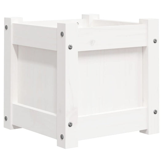 Vassoio per fioriera aiuola rialzata piante fiori terrazza giardino 31 x 31 x 31 cm legno di pino massiccio bianco 02_0037499