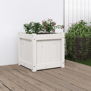 Fioriera da Giardino Bianca 40x40x40 cm Legno Massello di Pino 837406