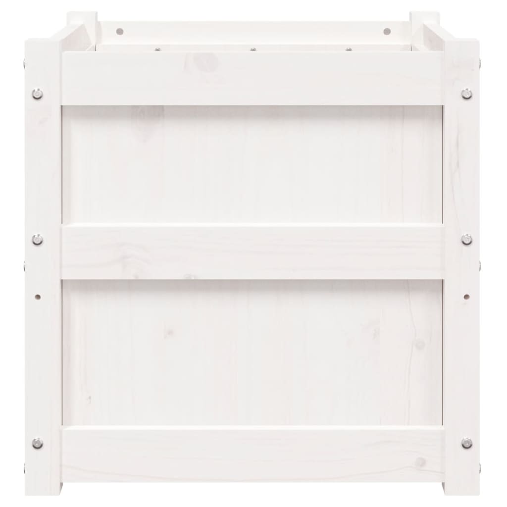 Fioriere da Giardino 2 pz Bianche in Legno Massello di Pino 837417