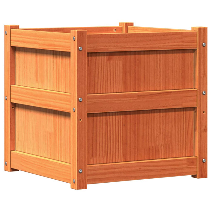 Vassoio per fioriera aiuola rialzata piante fiori terrazzo giardino cera 50 x 50 x 50 cm legno massello di pino marrone 02_0038463