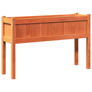 Portavaso per fioriera aiuola rialzata piante fiori giardino terrazze set da 2 con piedini in cera legno di pino massiccio marrone 02_0039023