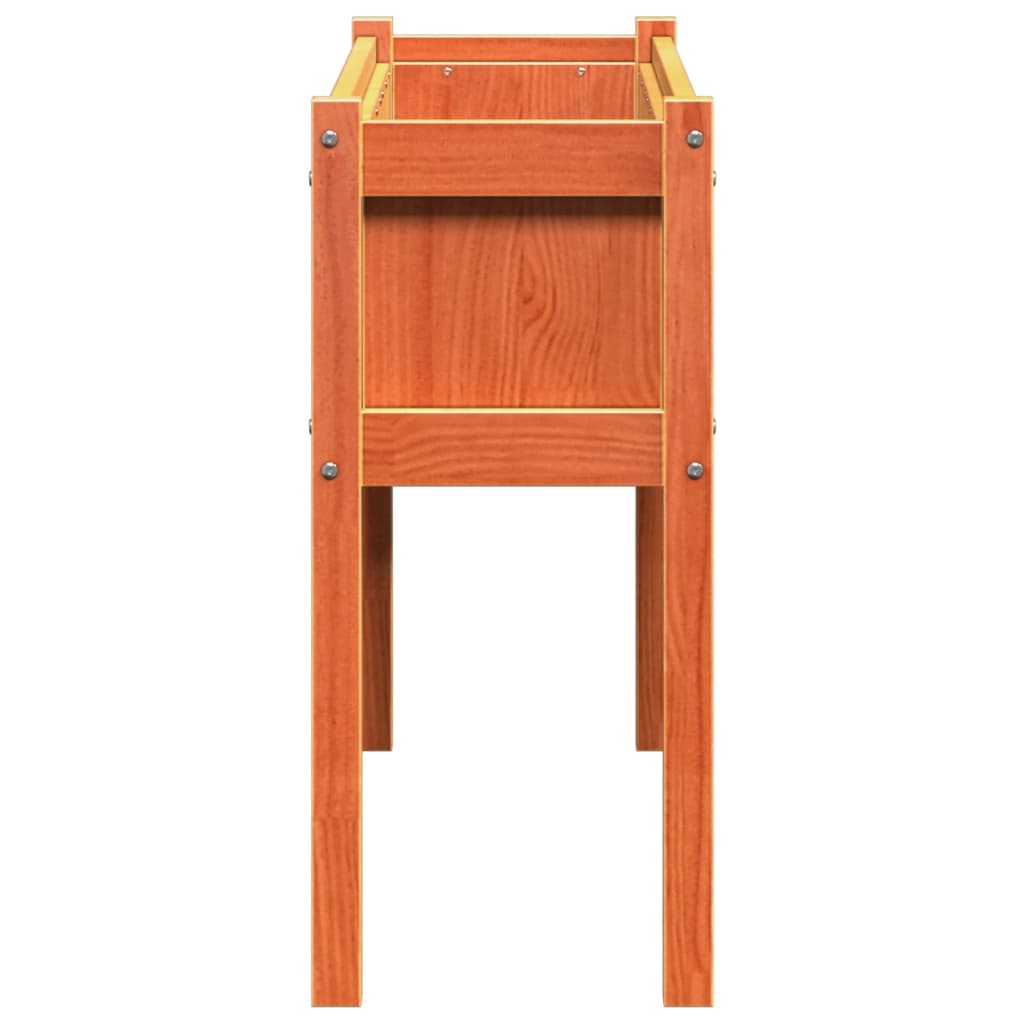 Portavaso per fioriera aiuola rialzata piante fiori giardino terrazze set da 2 con piedini in cera legno di pino massiccio marrone 02_0039023