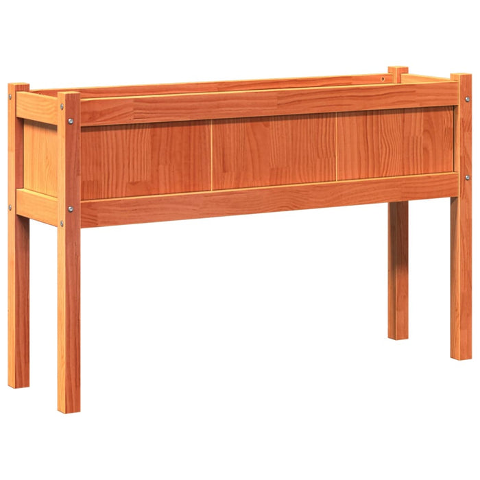 Portavaso per fioriera aiuola rialzata piante fiori giardino terrazze set da 2 con piedini in cera legno di pino massiccio marrone 02_0039023