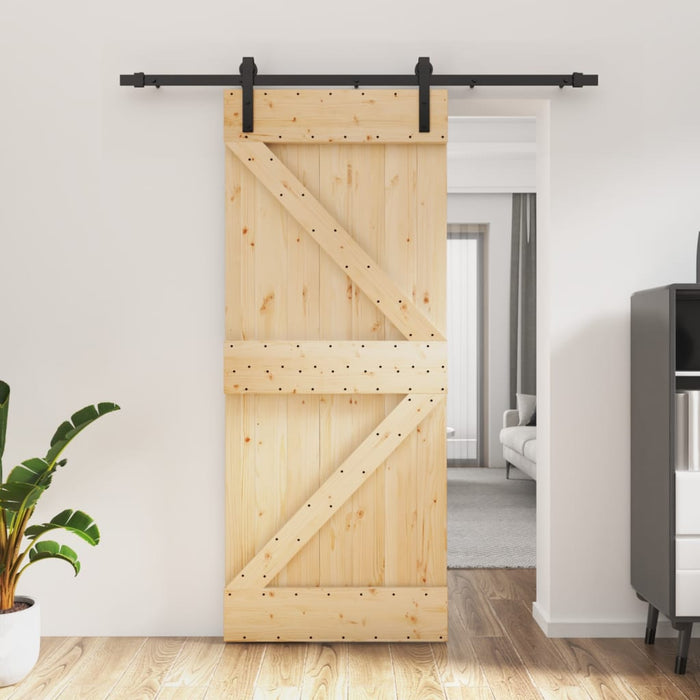 Porta Scorrevole con Set Hardware 85x210 cm Legno Massello Pino 3202970