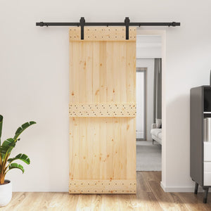 Porta Scorrevole con Set Hardware 85x210 cm Legno Massello Pino 3202973