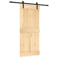Porta Scorrevole con Set Hardware 90x210 cm Legno Massello Pino 3202974