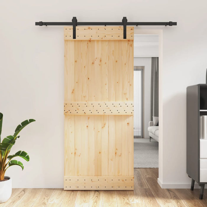 Porta Scorrevole con Set Hardware 90x210 cm Legno Massello Pinocod mxl 118093