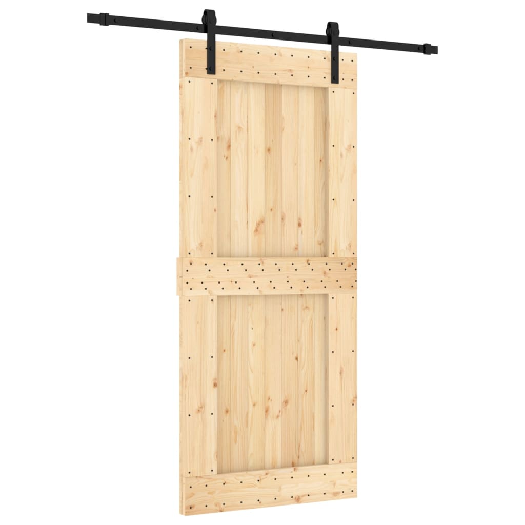Porta Scorrevole con Set Hardware 90x210 cm Legno Massello Pino 3202978