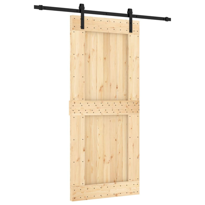 Porta Scorrevole con Set Hardware 90x210 cm Legno Massello Pino 3202978
