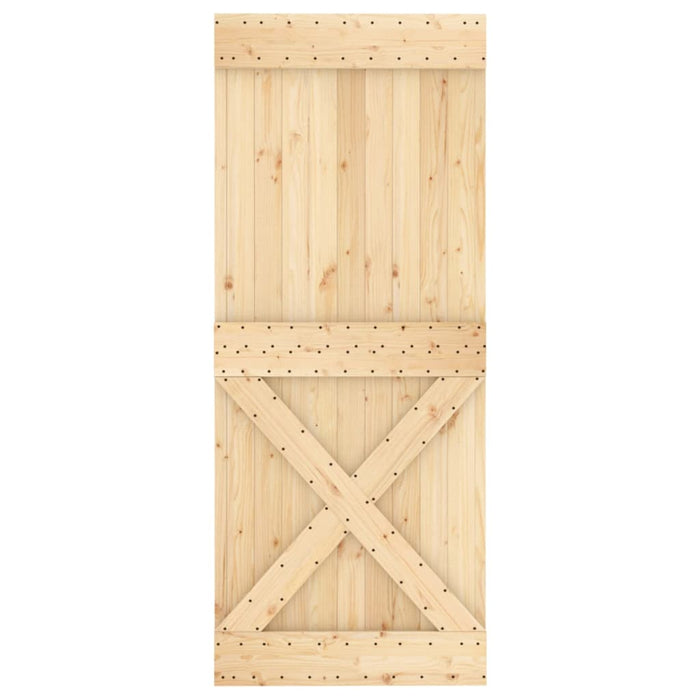 Porta Scorrevole con Set Hardware 85x210 cm Legno Massello Pino 3202981