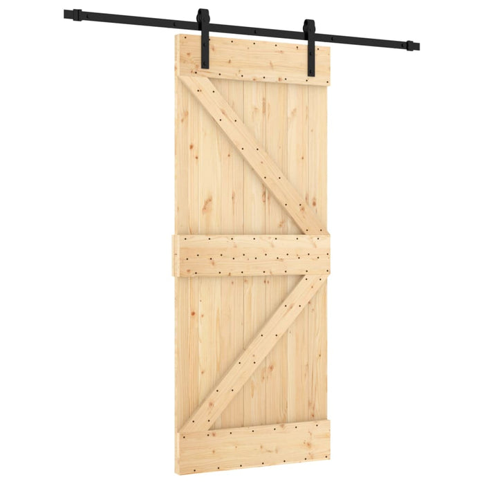 Porta Scorrevole con Set Hardware 85x210 cm Legno Massello Pino 3202984