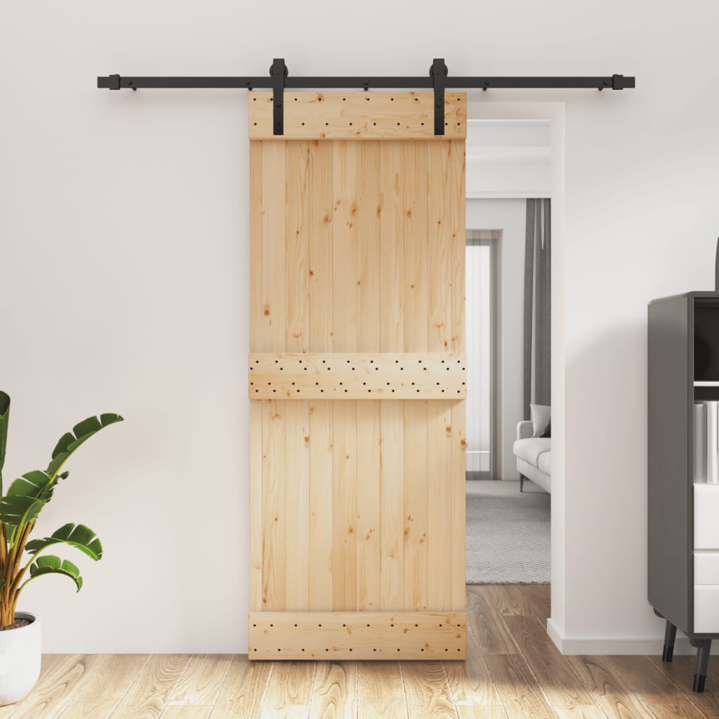 Porta Scorrevole con Set Hardware 80x210 cm Legno Massello Pinocod mxl 70147