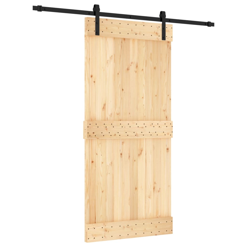 Porta Scorrevole con Set Hardware 95x210 cm Legno Massello Pino 3202990