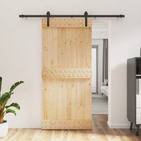 Porta Scorrevole con Set Hardware 95x210 cm Legno Massello Pinocod mxl 94165