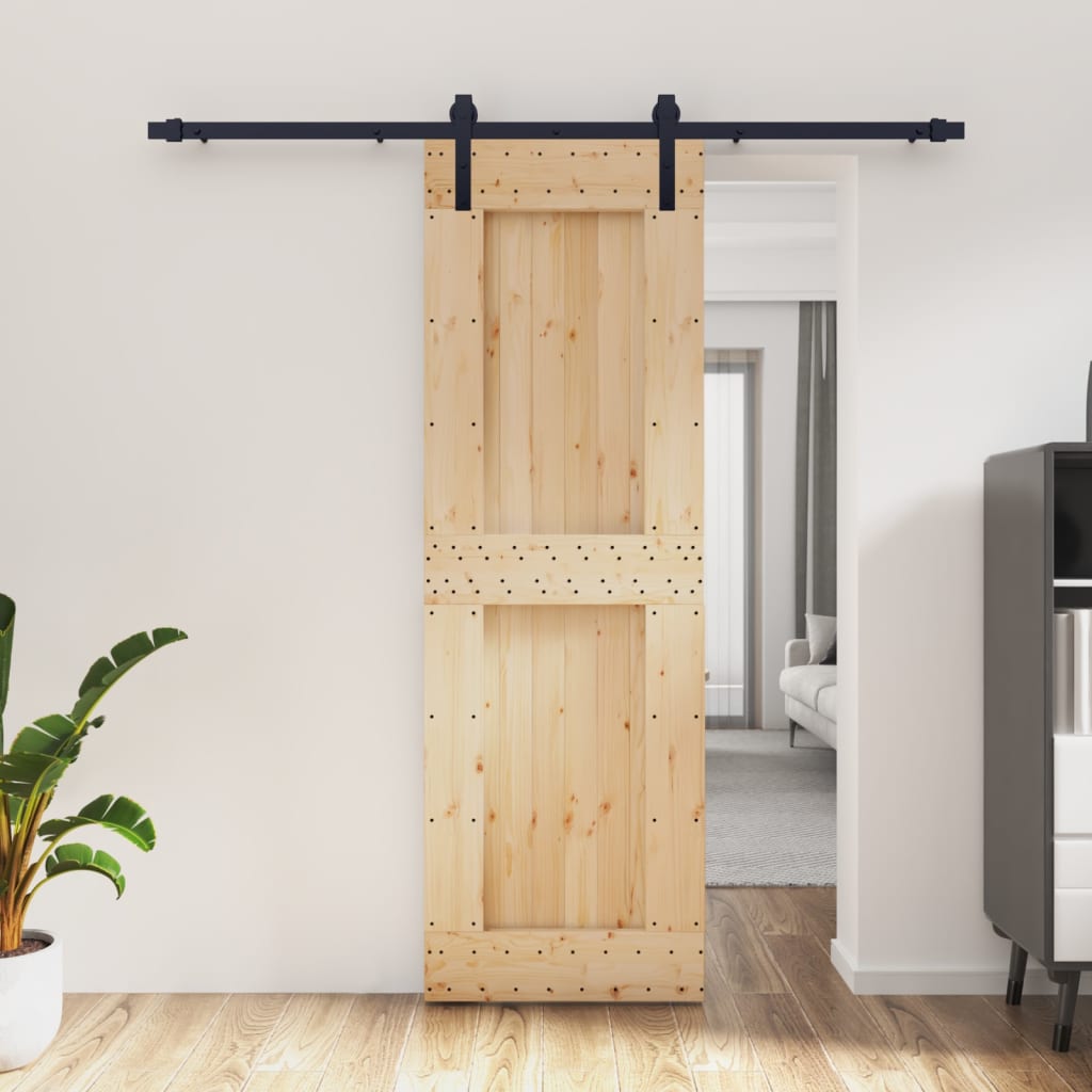 Porta Scorrevole con Set Hardware 70x210 cm Legno Massello Pinocod mxl 94166
