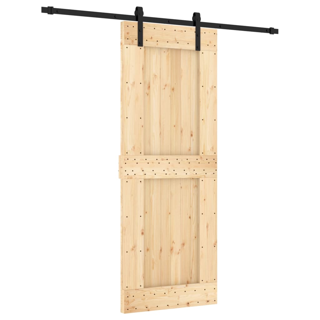 Porta Scorrevole con Set Hardware 80x210 cm Legno Massello Pinocod mxl 70149