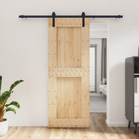Porta Scorrevole con Set Hardware 80x210 cm Legno Massello Pinocod mxl 70149