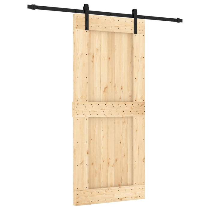 Porta Scorrevole con Set Hardware 90x210 cm Legno Massello Pino 3202995
