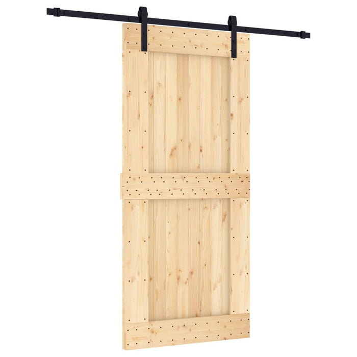 Porta Scorrevole con Set Hardware 95x210 cm Legno Massello Pino