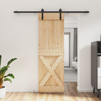 Porta Scorrevole con Set Hardware 70x210 cm Legno Massello Pinocod mxl 70150