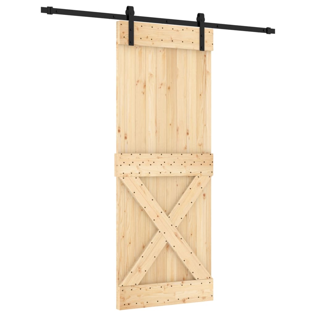 Porta Scorrevole con Set Hardware 80x210 cm Legno Massello Pinocod mxl 94167