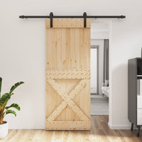 Porta Scorrevole con Set Hardware 85x210 cm Legno Massello Pino 3203000