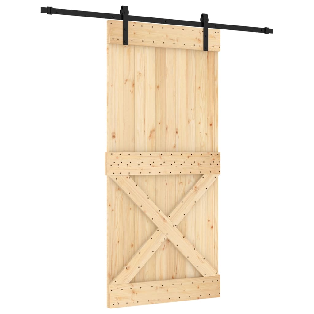 Porta Scorrevole con Set Hardware 95x210 cm Legno Massello Pinocod mxl 118101