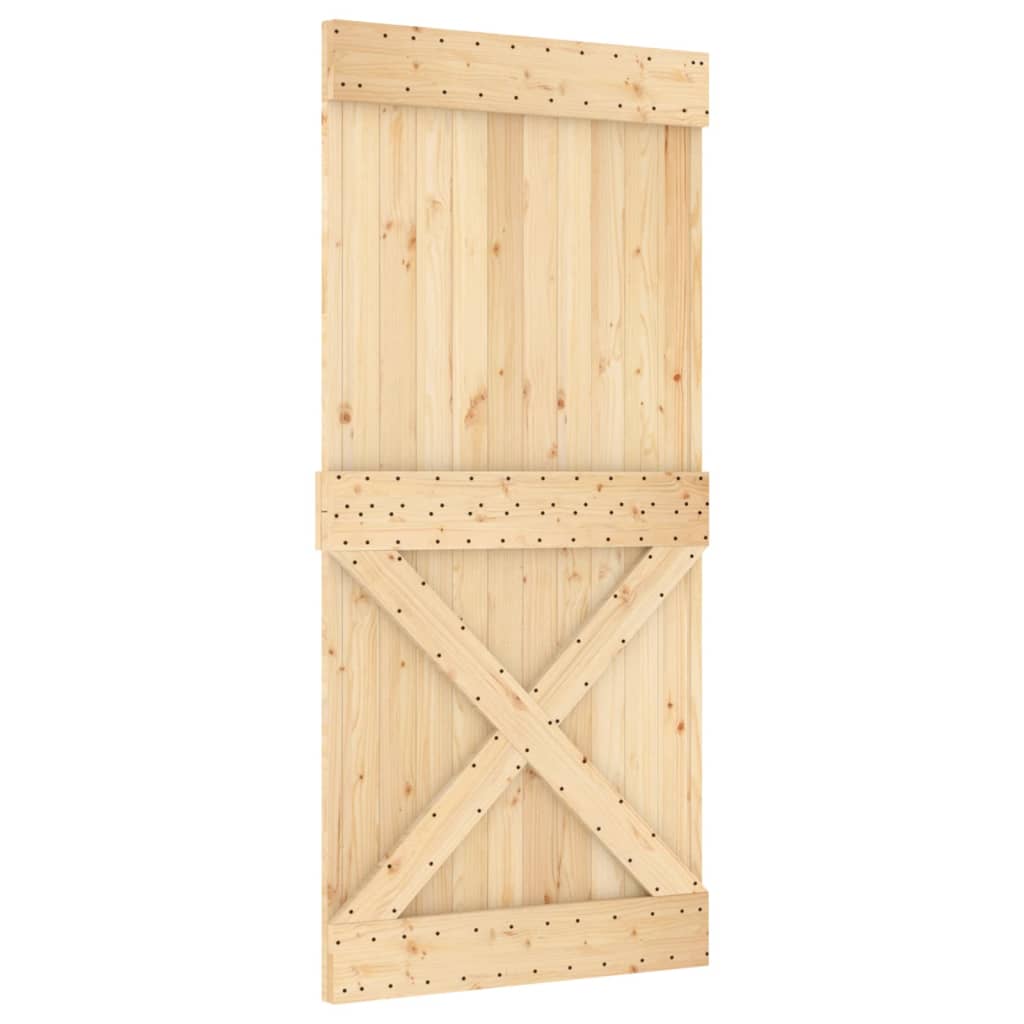 Porta Scorrevole con Set Hardware 95x210 cm Legno Massello Pino 3203002