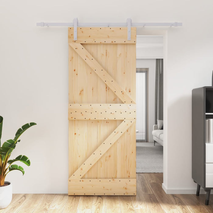 Porta Scorrevole con Set Hardware 85x210 cm Legno Massello Pino 3203005