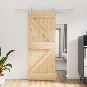 Porta Scorrevole con Set Hardware 85x210 cm Legno Massello Pinocod mxl 94168