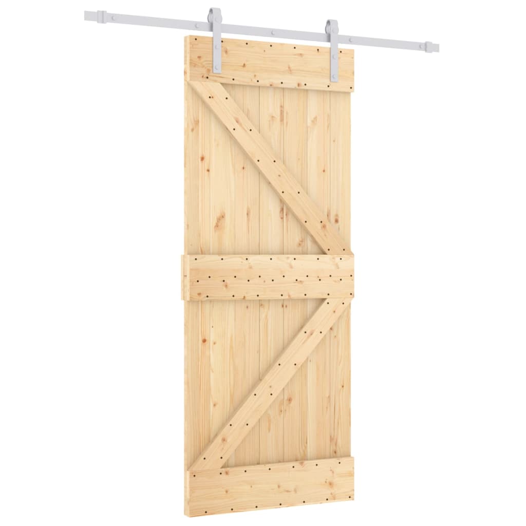 Porta Scorrevole con Set Hardware 80x210 cm Legno Massello Pino 3203006