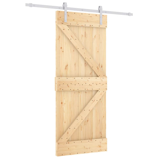 Porta Scorrevole con Set Hardware 80x210 cm Legno Massello Pinocod mxl 69627