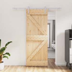 Porta Scorrevole con Set Hardware 80x210 cm Legno Massello Pinocod mxl 69627