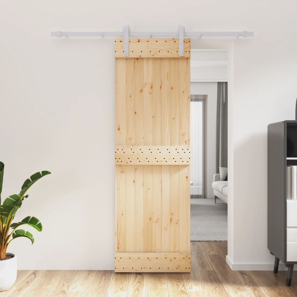 Porta Scorrevole con Set Hardware 70x210 cm Legno Massello Pino 3203008