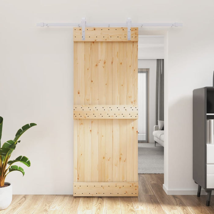 Porta Scorrevole con Set Hardware 80x210 cm Legno Massello Pino 3203009