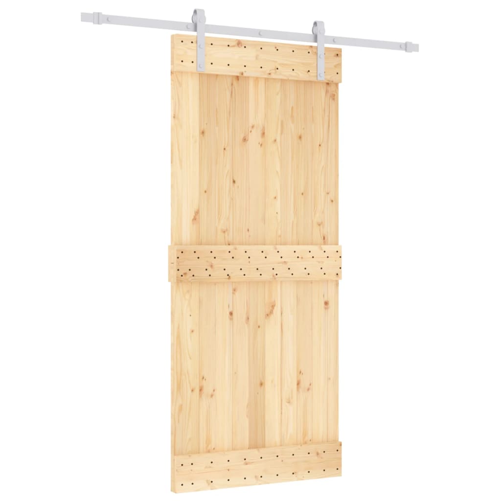 Porta Scorrevole con Set Hardware 90x210 cm Legno Massello Pinocod mxl 94169