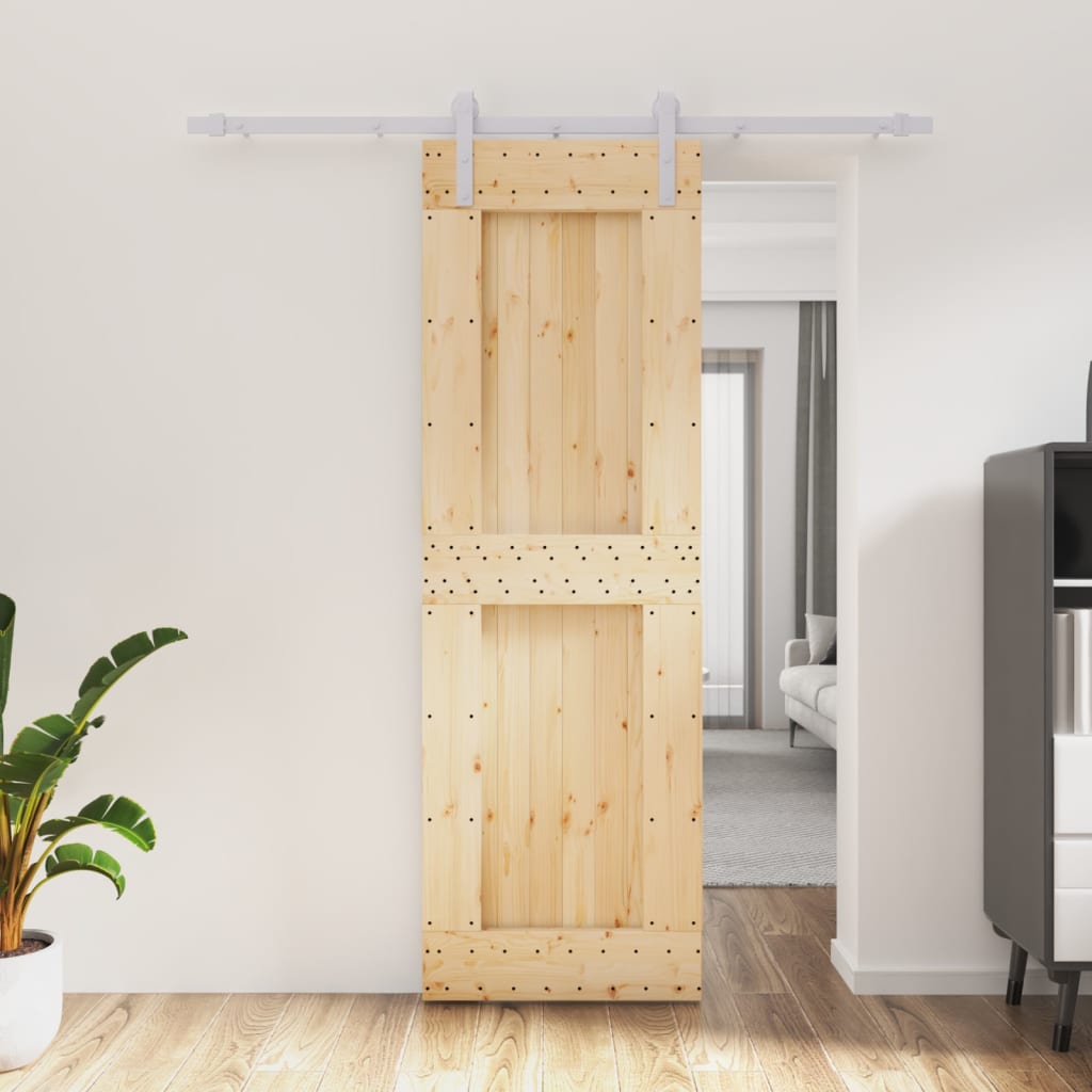 Porta Scorrevole con Set Hardware 70x210 cm Legno Massello Pinocod mxl 70153