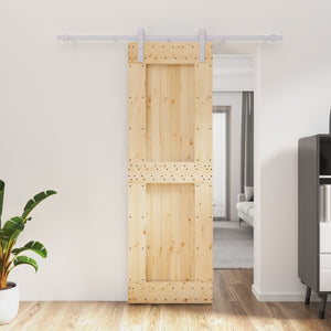 Porta Scorrevole con Set Hardware 70x210 cm Legno Massello Pinocod mxl 70153