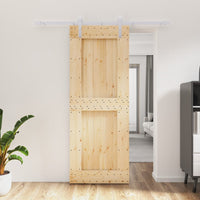 Porta Scorrevole con Set Hardware 80x210 cm Legno Massello Pino 3203013