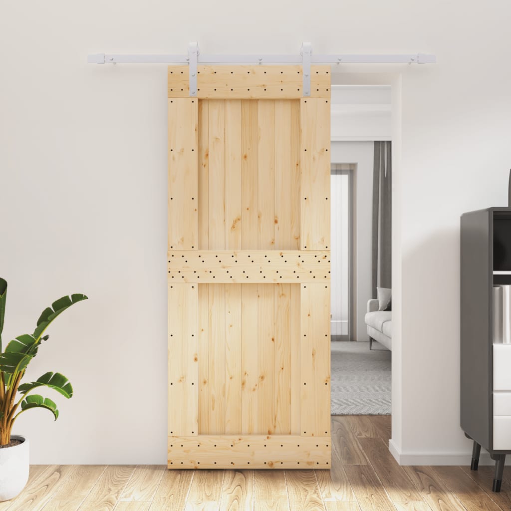 Porta Scorrevole con Set Hardware 85x210 cm Legno Massello Pinocod mxl 118103