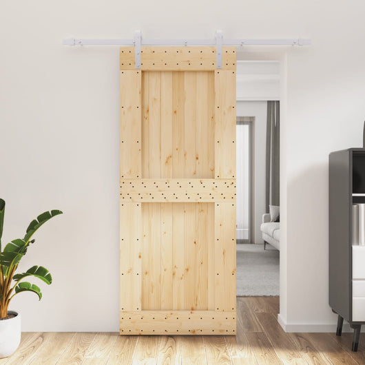 Porta Scorrevole con Set Hardware 85x210 cm Legno Massello Pinocod mxl 118103