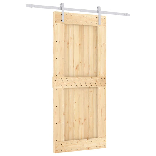 Porta Scorrevole con Set Hardware 90x210 cm Legno Massello Pino