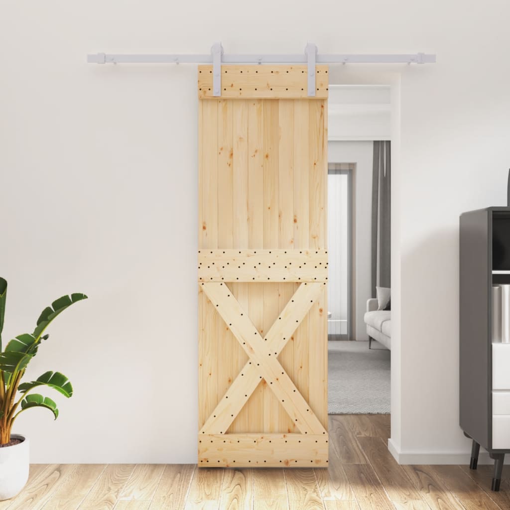 Porta Scorrevole con Set Hardware 70x210 cm Legno Massello Pinocod mxl 118104