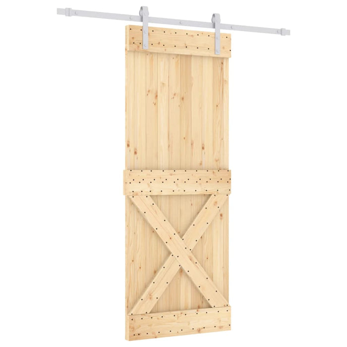 Porta Scorrevole con Set Hardware 80x210 cm Legno Massello Pino
