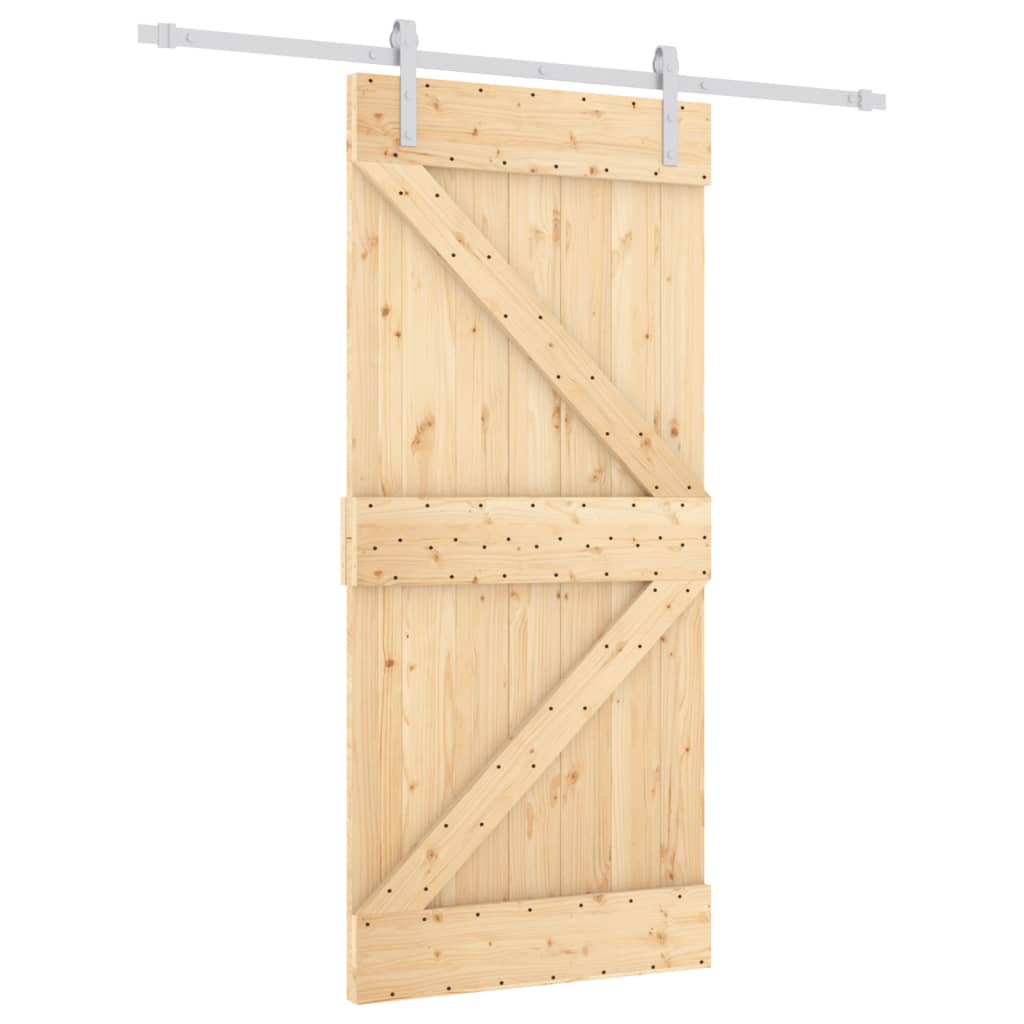 Porta Scorrevole con Set Hardware 95x210 cm Legno Massello Pino