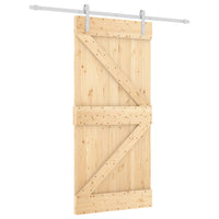 Porta Scorrevole con Set Hardware 95x210 cm Legno Massello Pino