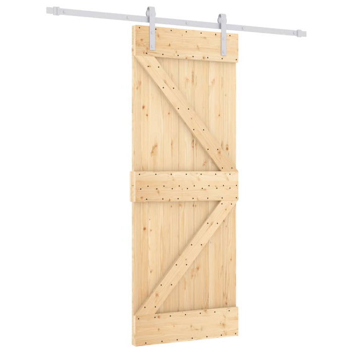 Porta Scorrevole con Set Hardware 80x210 cm Legno Massello Pino 3203023