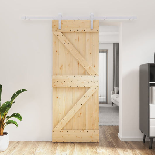 Porta Scorrevole con Set Hardware 80x210 cm Legno Massello Pino 3203023