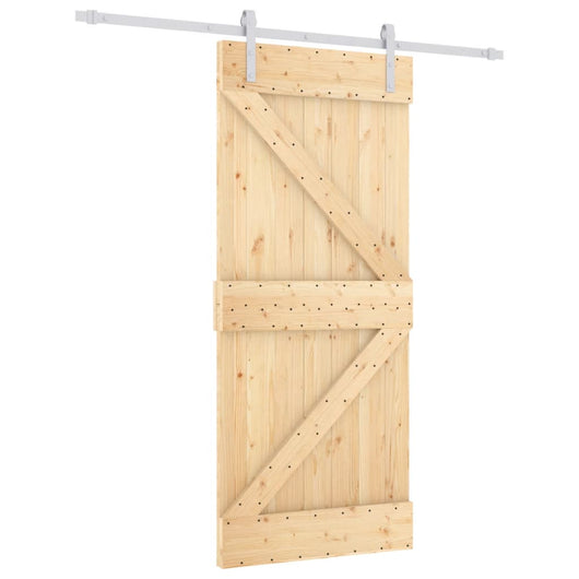 Porta Scorrevole con Set Hardware 90x210 cm Legno Massello Pino 3203024