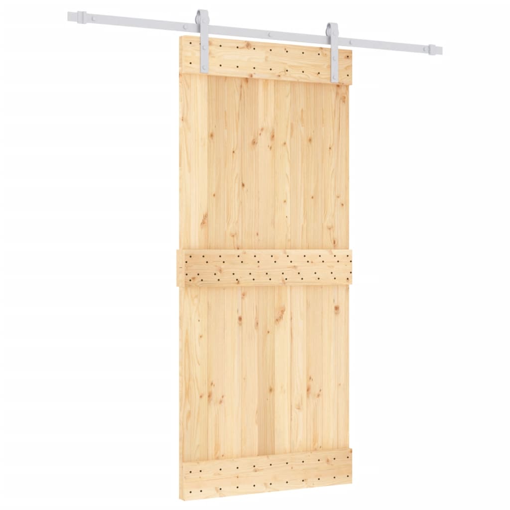 Porta Scorrevole con Set Hardware 90x210 cm Legno Massello Pino